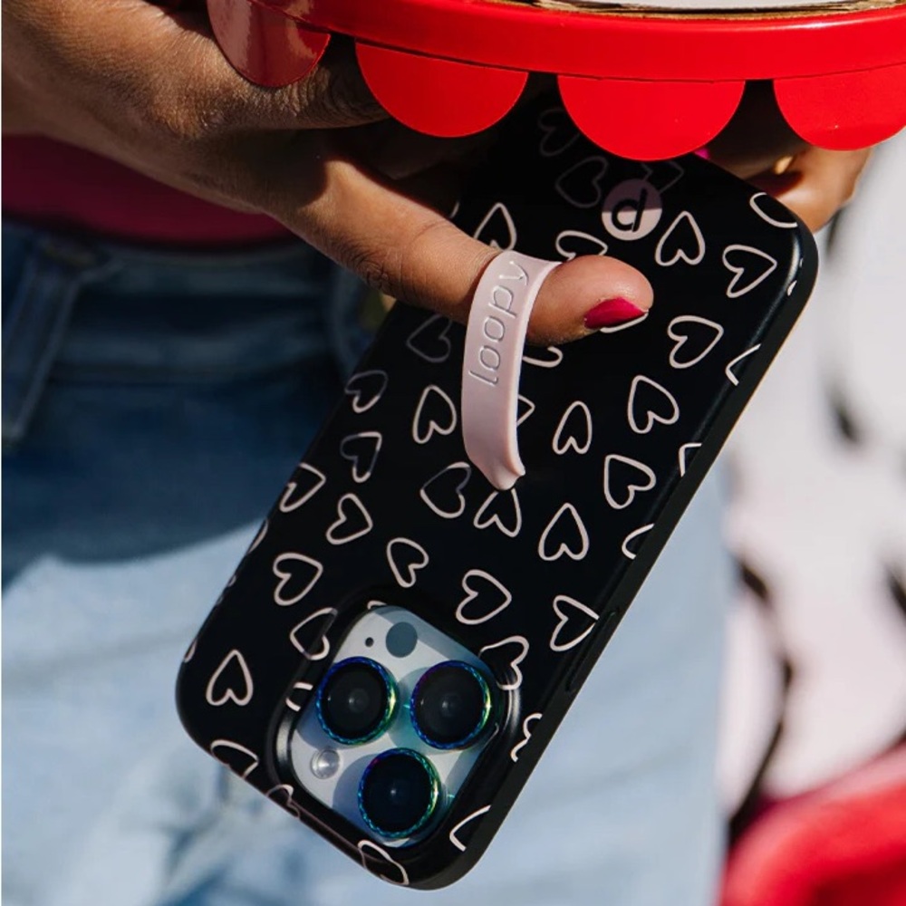 Loopy Cases Black Heart Pattern Phone Case by Loopy Cases for iPhone 15 Pro Max